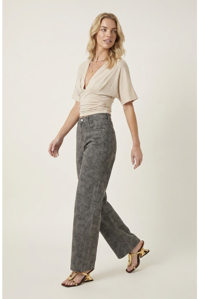 Textured Wide Leg Pants, Alternate, color, Charcoal
