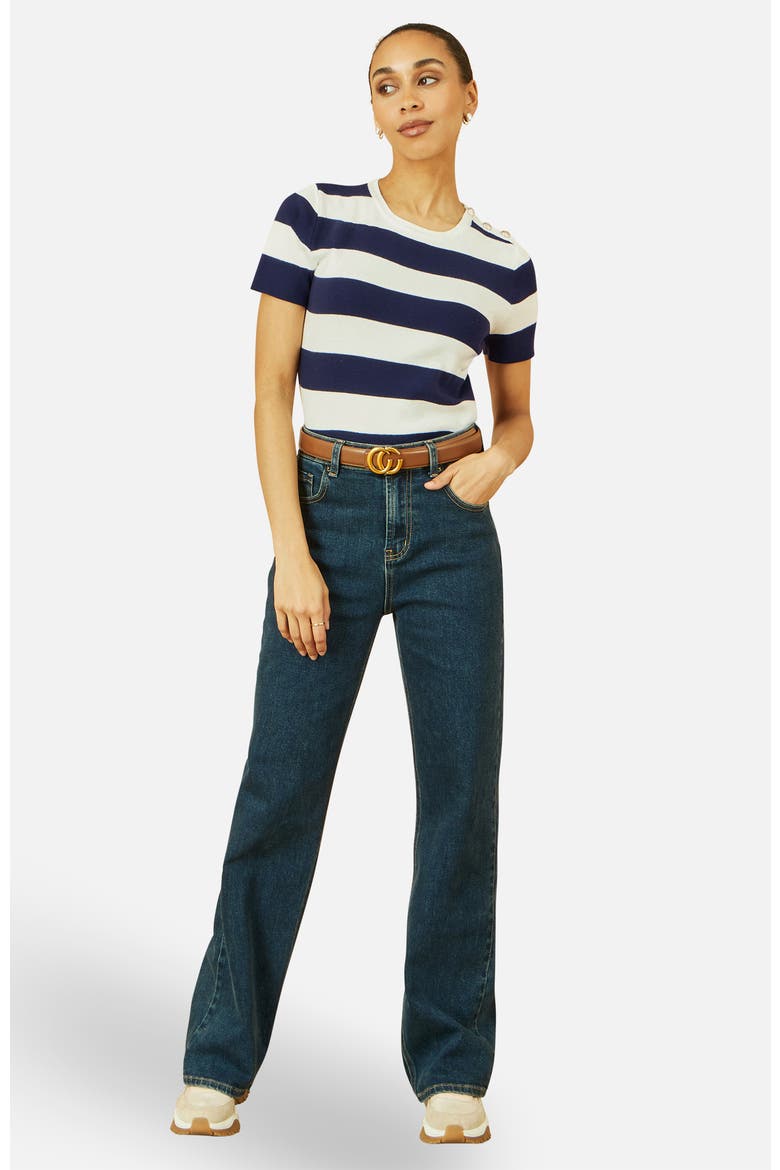 Block Stripe Knitted Top, Alternate, color, Navy