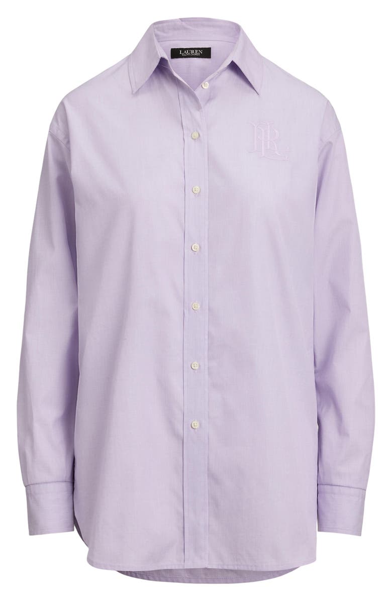 Lauren Ralph Lauren Relaxed Fit Cotton Button-Up Shirt, Alternate, color, Lavender