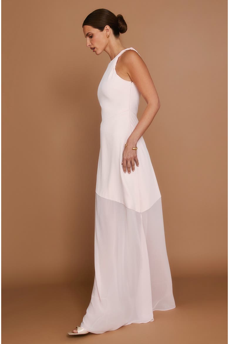 Twist Strap Sheer Hem Maxi Dress, Alternate, color, Pale Pink