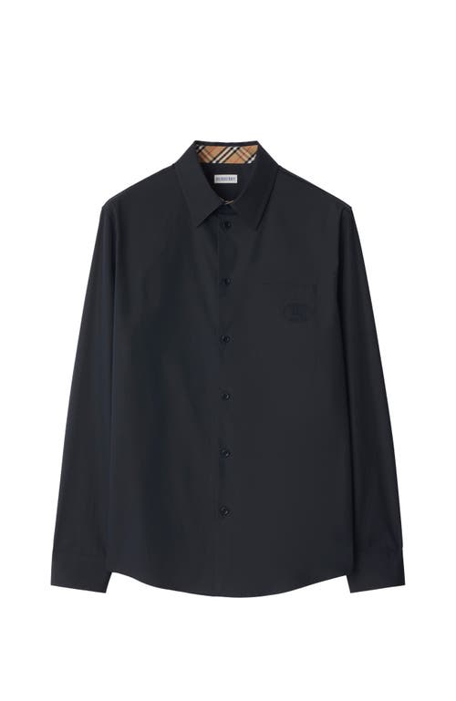 Burberry Sherfield Equestrian Knight Stretch Cotton Poplin Button-up Shirt