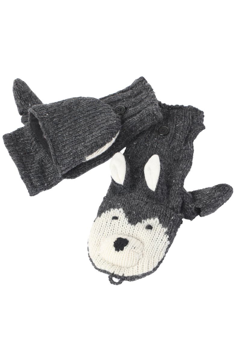 Nirvana Designs Wolf Cover Mittens, Main, color, 