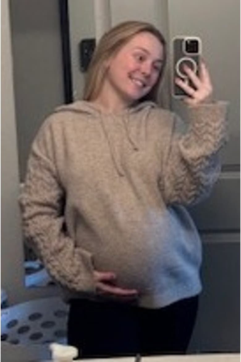 Mixed Knit Hooded Sweater, Alternate, color, Taupe