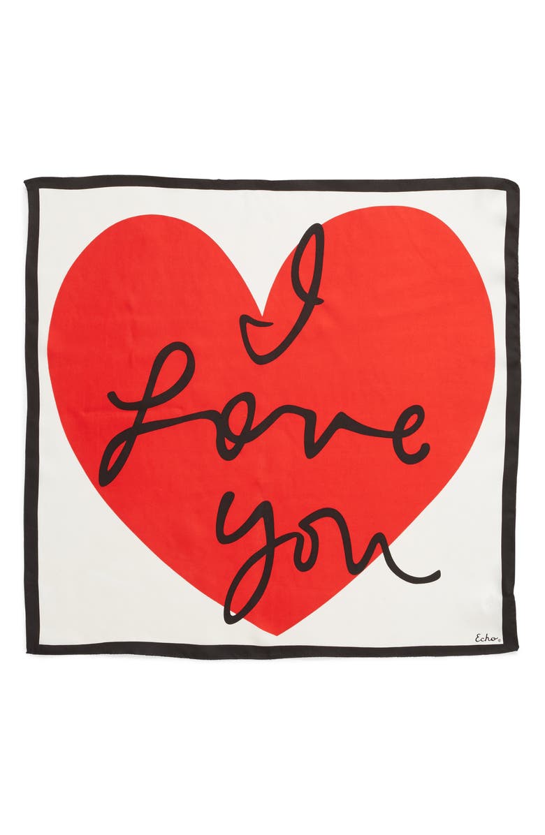 Echo I Love You Square Silk Scarf, Alternate, color,