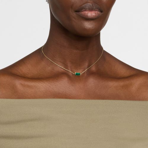 Jan Leslie Single Station Rectangle Dash Necklace In Sterling 18k Gold Overlay In Green