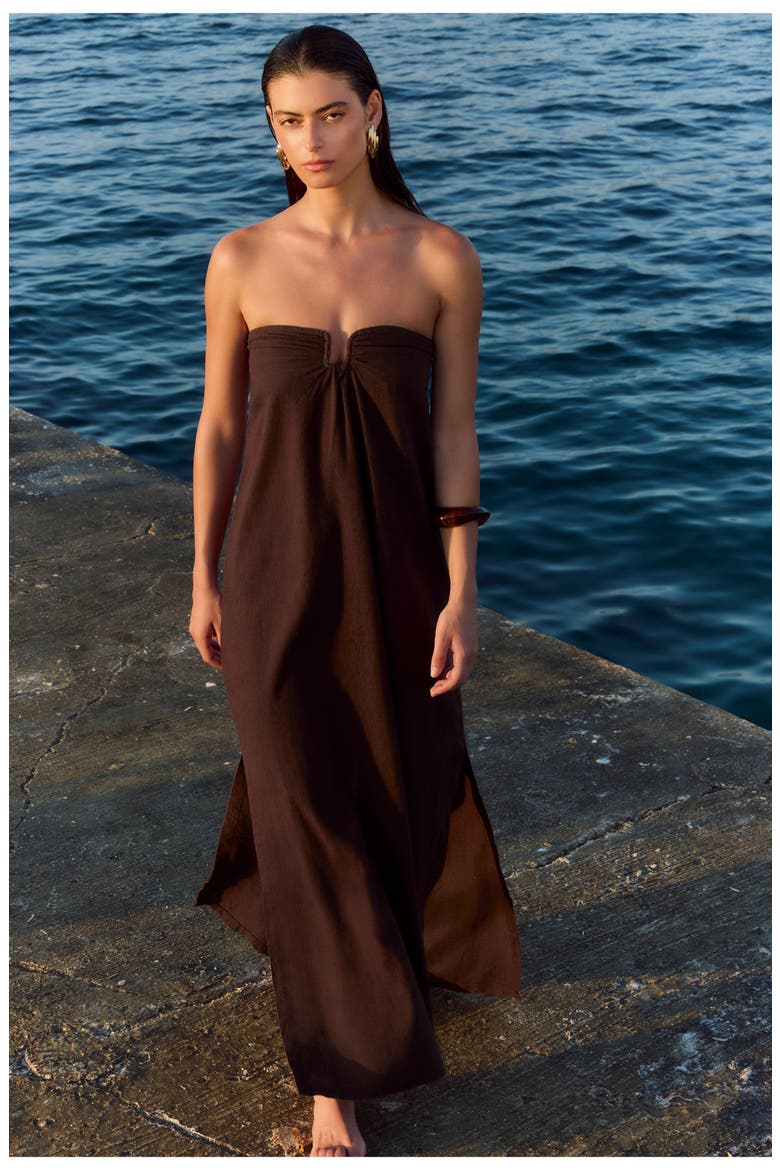 La Mar U Wire Midi Dress Cover-Up, Alternate, color, Brown