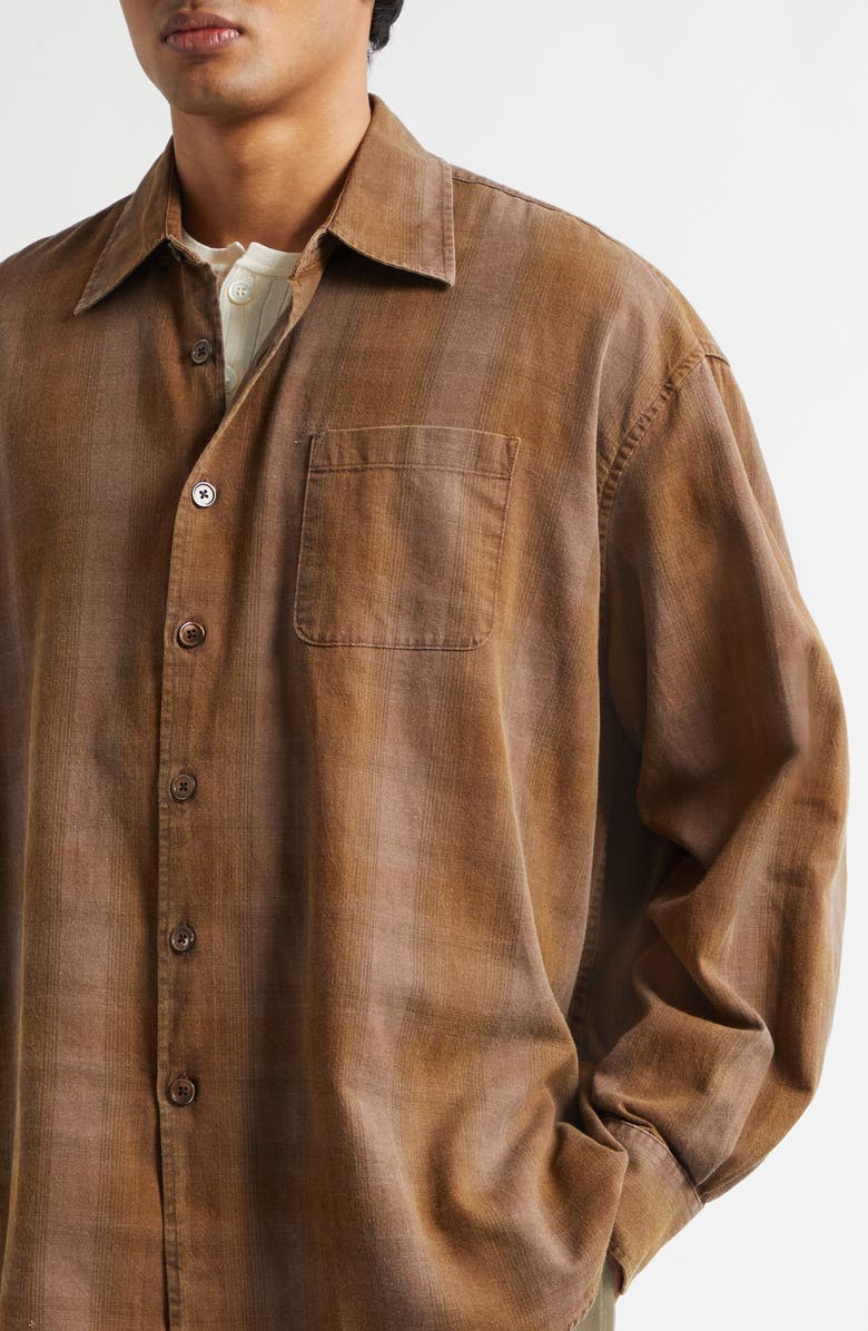 OUR LEGACY Borrowed Check Cotton Flannel Button-Up Shirt, Alternate, color, Dakota Flannel Check