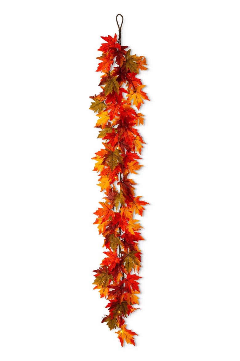 Fall Lighted Maple Leaves Garland with timer, Main, color, Orange