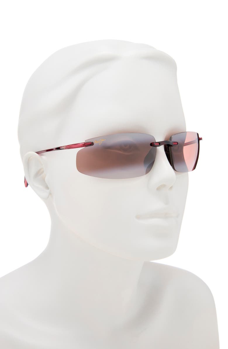 Maui Jim 63mm Core Polarized Rectangular Sunglasses, Alternate, color, Burgundy Rose