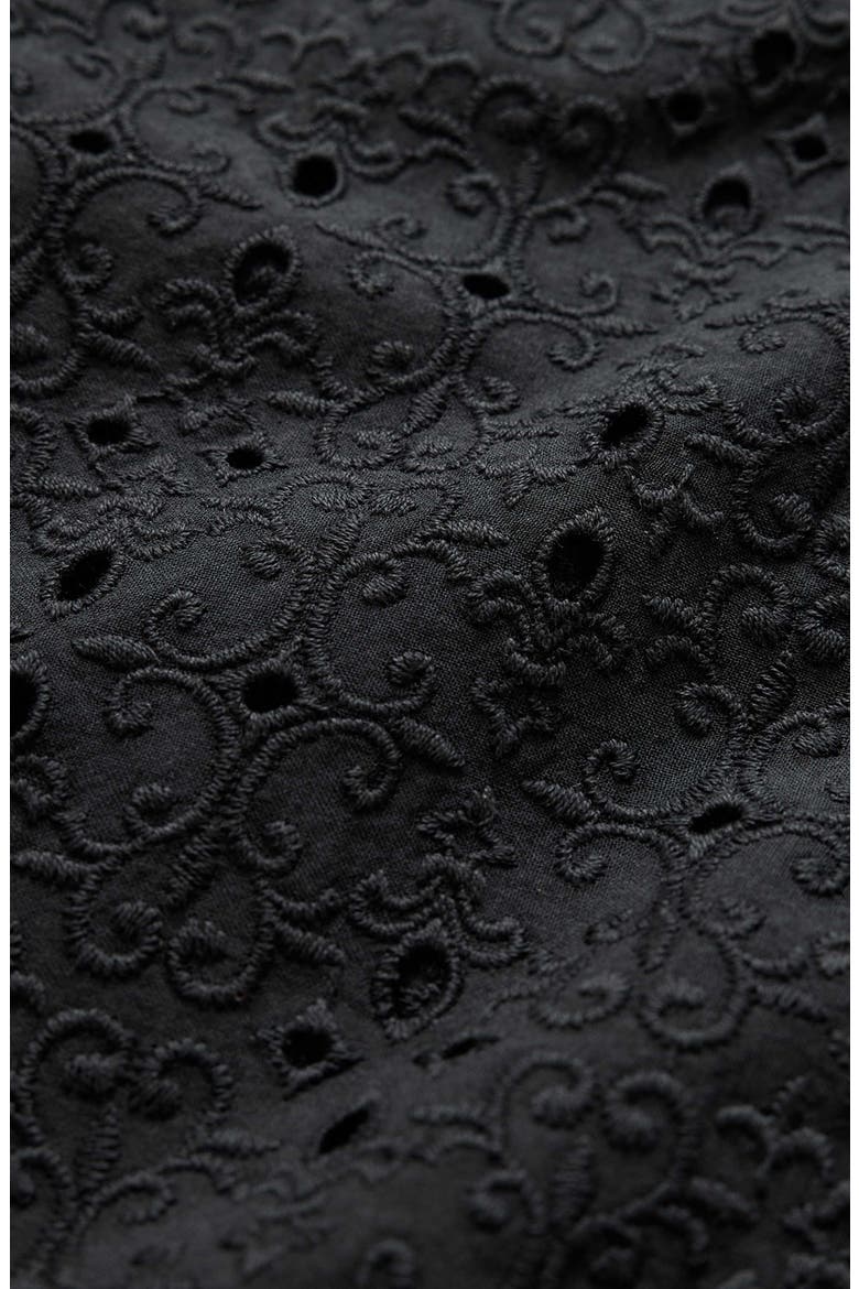 Sean Eyelet Cotton Short Sleeve Button-Up Shirt, Alternate, color, BLACK