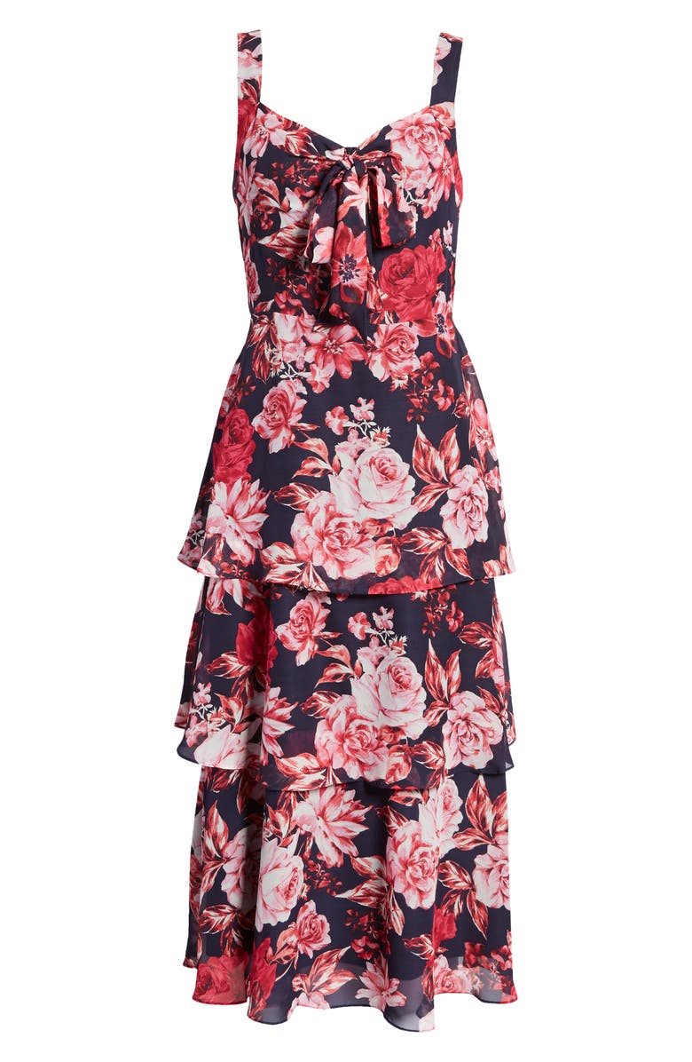 Julia Jordan Floral Tiered Chiffon Midi Dress, Alternate, color, 