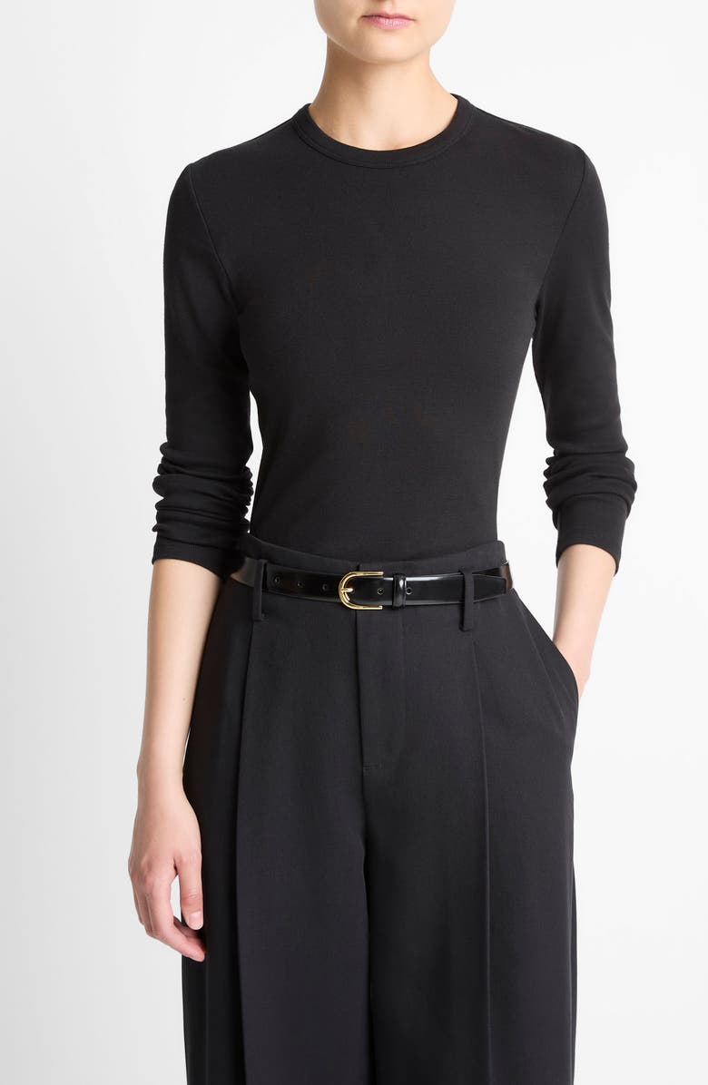 Vince Essential Long Sleeve Pima Cotton & Modal T-Shirt, Main, color, Black