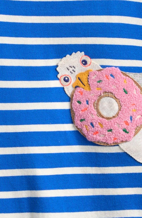 Mini Boden Kids' Stripe Appliqué Cotton T-shirt In Gallery Blue Stripe Seagulls