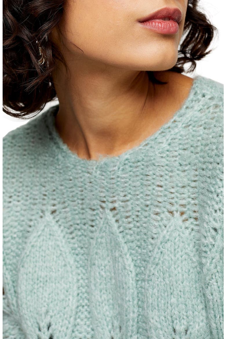 Petal Pointelle Sweater, Alternate, color, MINT