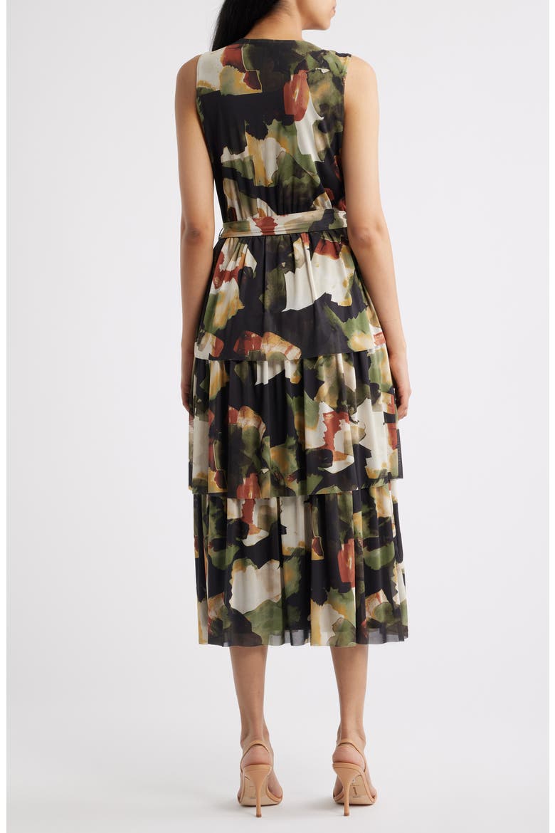 Abstract Print Mesh Midi Dress, Alternate, color, BAY LEAF MULTI