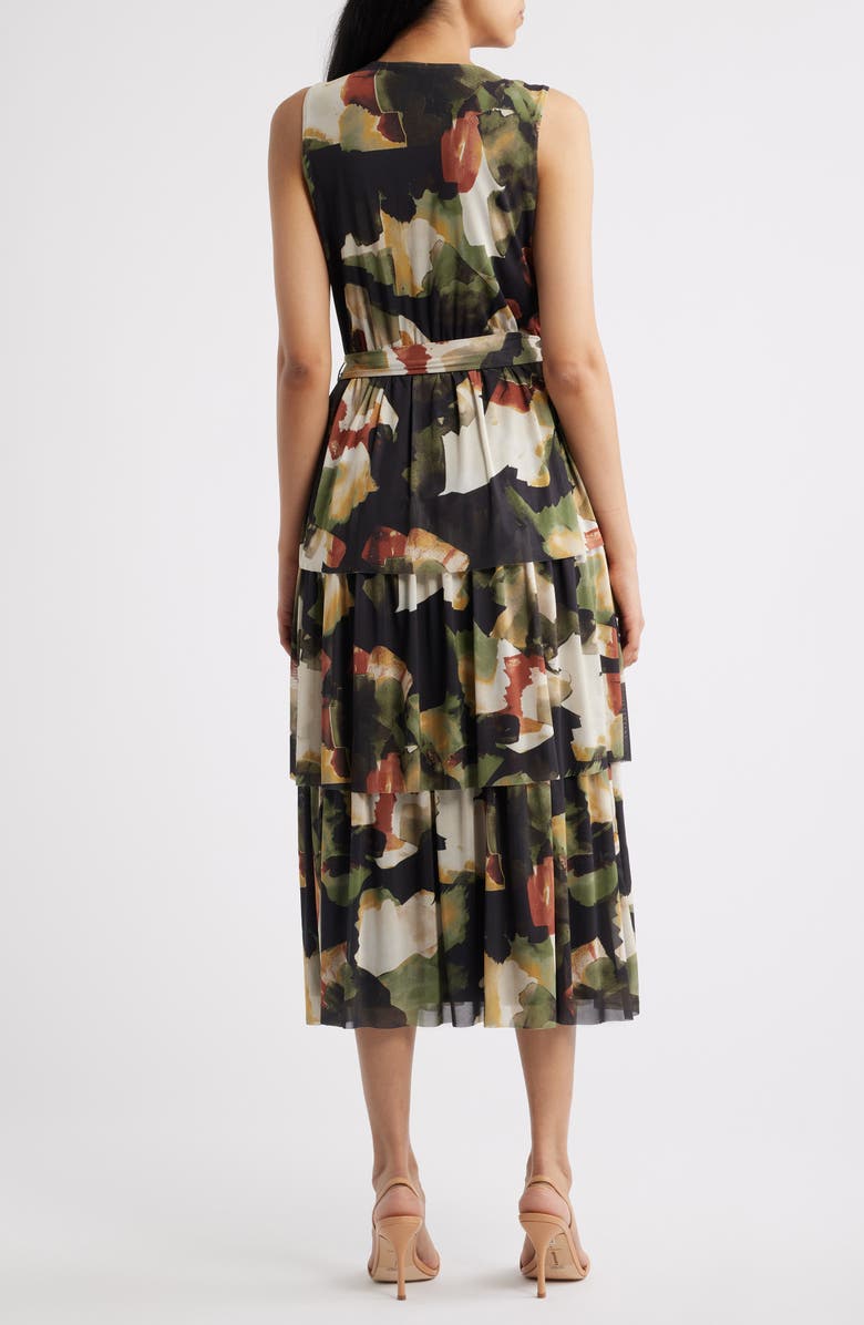 Anne Klein Abstract Print Mesh Midi Dress, Alternate, color, Bay Leaf Multi