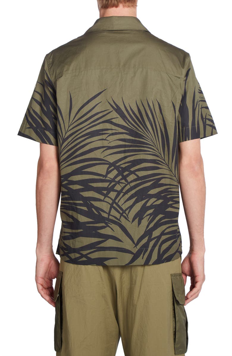 Moncler Fern Print Cotton Poplin Camp Shirt, Alternate, color, 