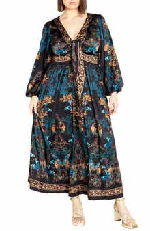 Ivanna Scarf Print Long Sleeve Maxi Dress