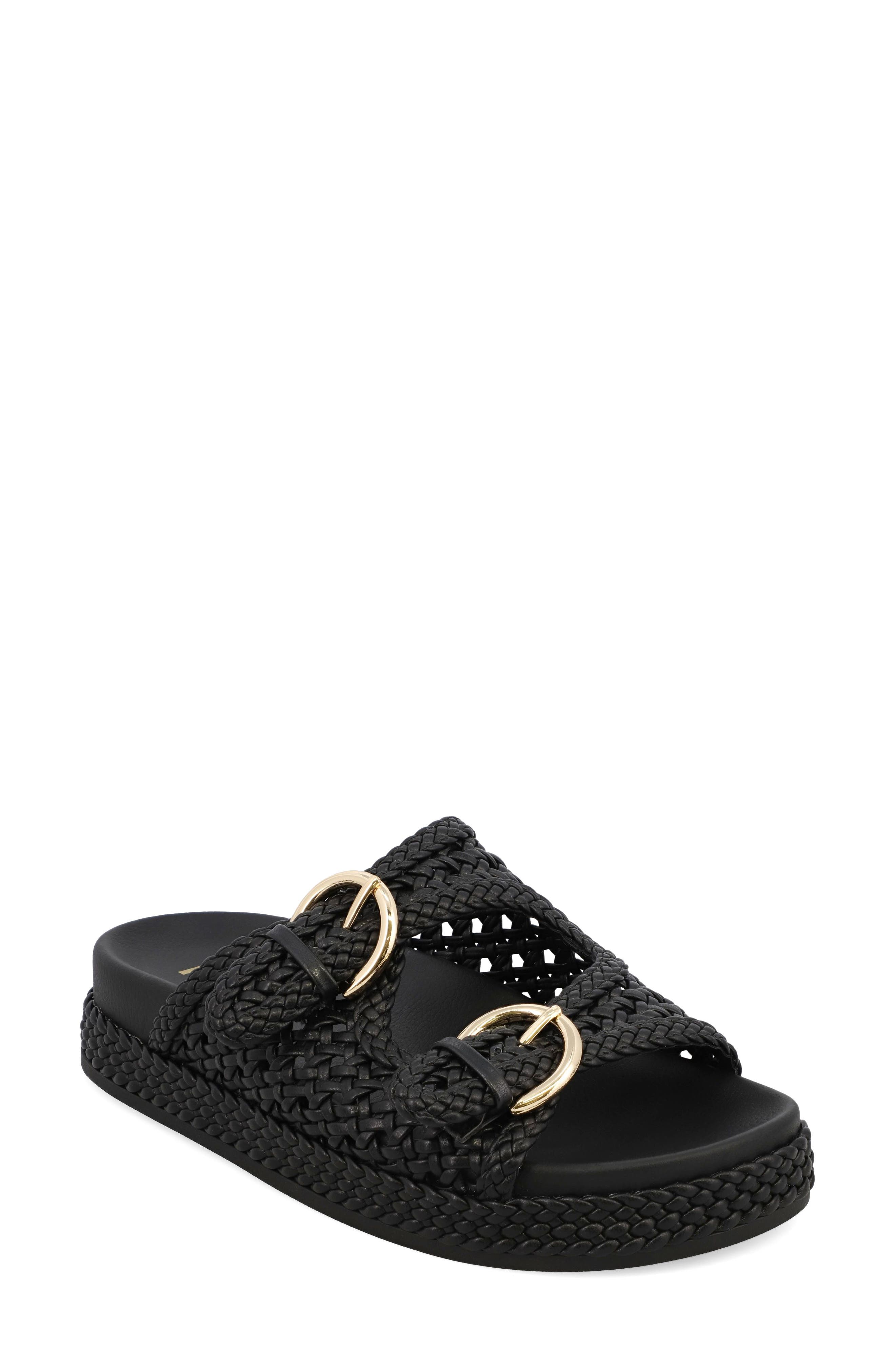 MIA Braided Buckle Strap Platform Sandal, Main, color, Black