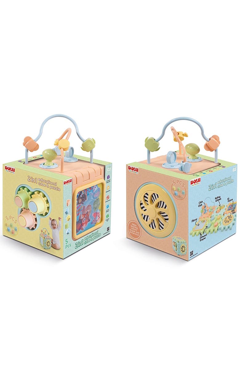 Dolu 2 In 1 Educational Cube & Puzzle, Toddlers and Kids 12mo+, Alternate, color, Multicolored