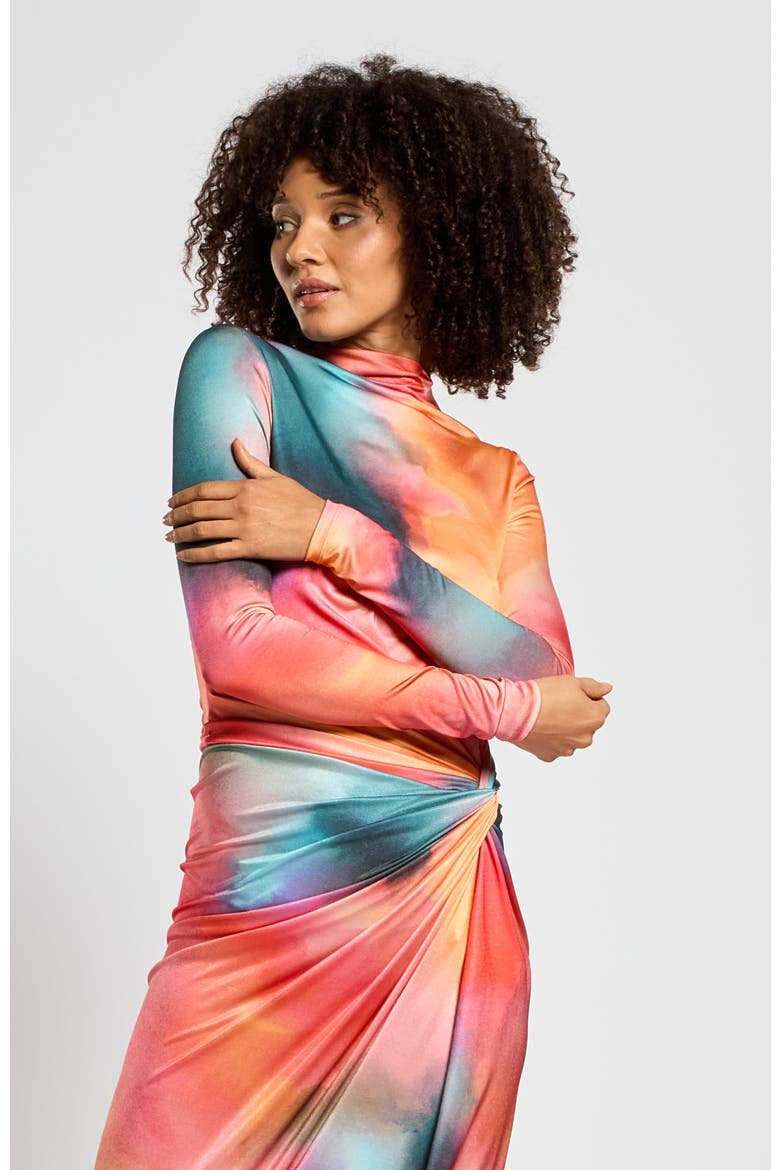Athena Printed Dress, Alternate, color, Orange Abstract