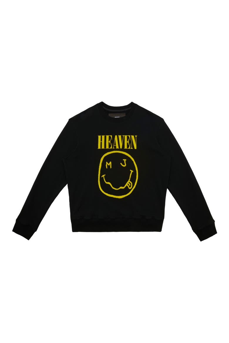 Grunge Logo Oversize Sweatshirt, Alternate, color, BLACK