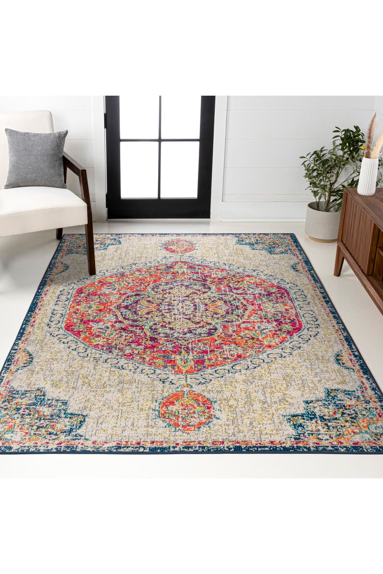 Bohemian FLAIR Boho Vintage Medallion Area Rug, Alternate, color, Cream/Orange