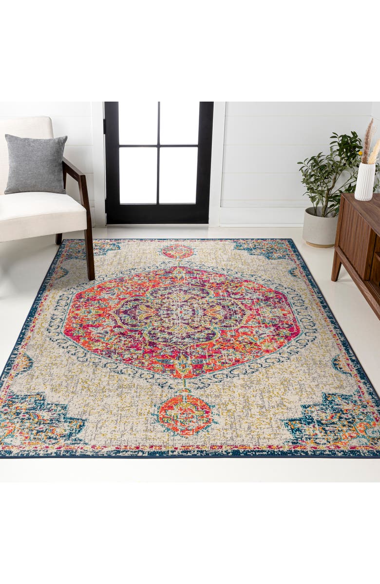 JONATHAN Y Bohemian FLAIR Boho Vintage Medallion Area Rug, Alternate, color, Cream/Orange