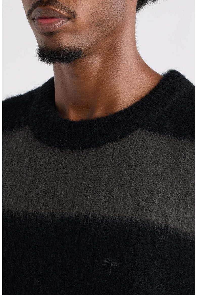 Stripe Cotton Sweater, Alternate, color, BLACK STRIPE