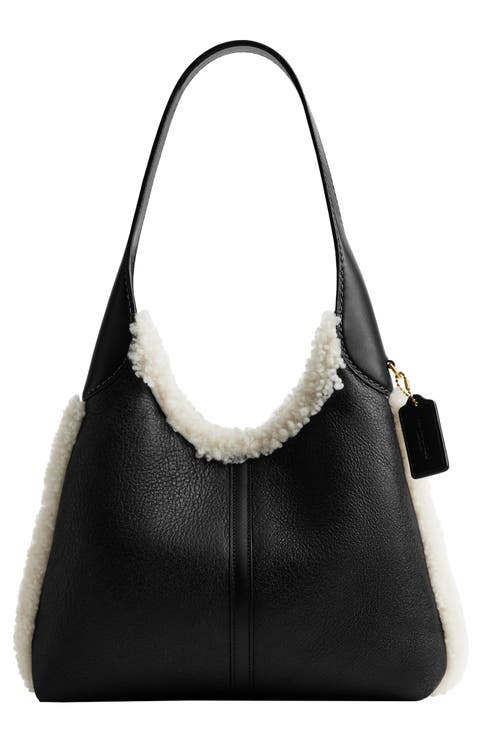 Brooklyn 28 Shoulder Bag with Genuine Shearling Trim