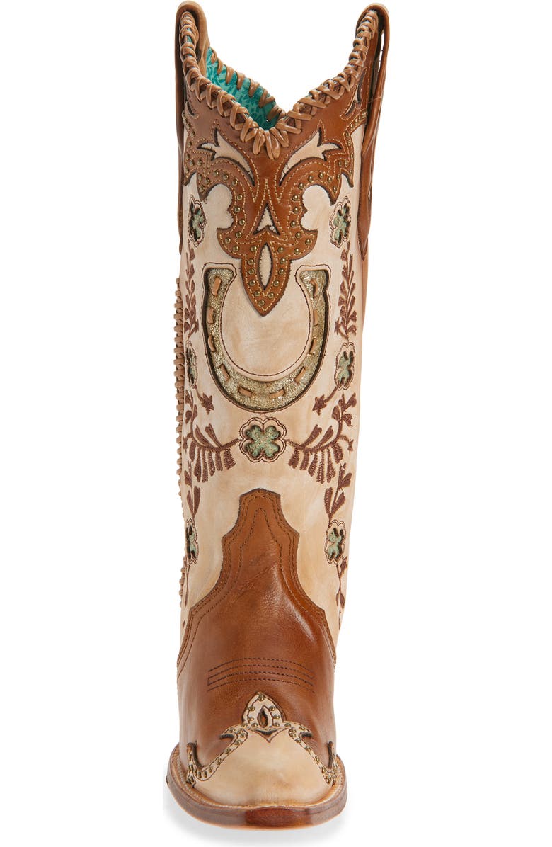 CORRAL Horseshoe Overlay Western Boot, Alternate, color, Honey
