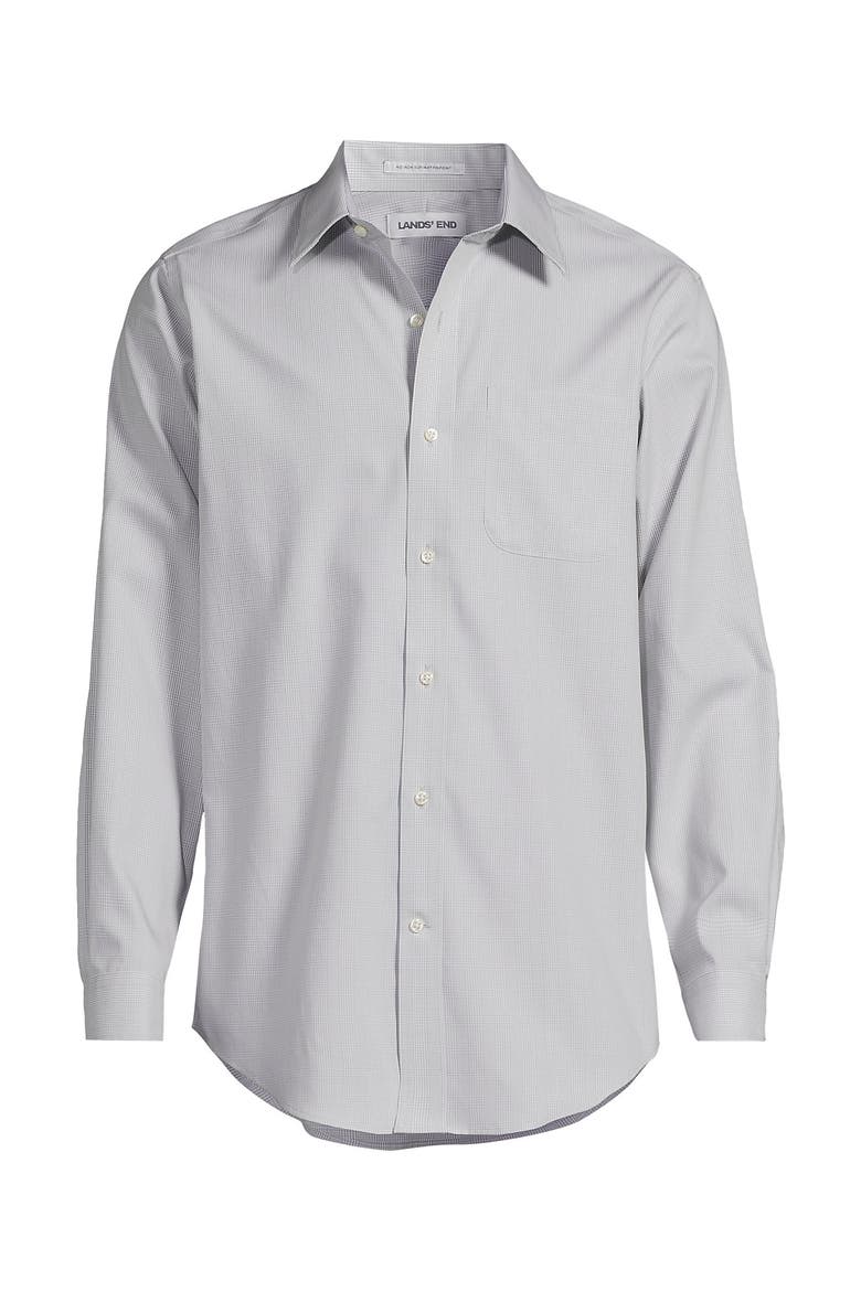 No Iron Supima Cotton Pinpoint Straight Collar Dress Shirt, Alternate, color, Fog Gray Glen Plaid