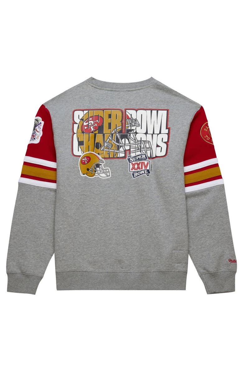 Mitchell & Ness Men's Mitchell & Ness Heather Gray San Francisco 49ers All Over 4.0 Vintage Logo Pullover Sweatshirt, Alternate, color, 