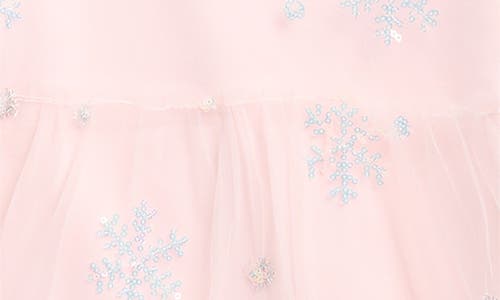 Doe A Dear Kids' Snowflake Sequin Long Sleeve Dress In Pink