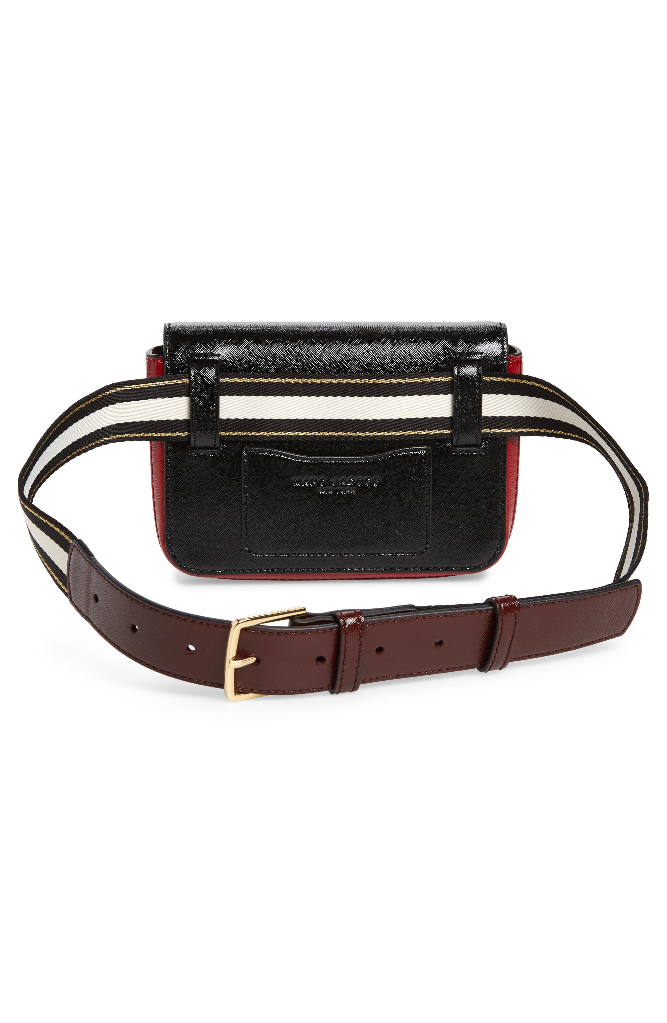 MARC JACOBS Hip Shot Convertible Crossbody Bag, Alternate, color, BLACK/ RED