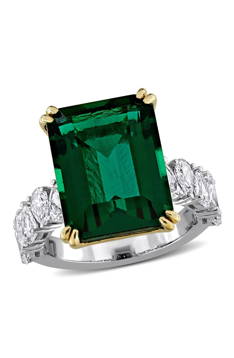 Julianna B. Lab-Created Emerald & Diamond Cocktail Ring 18k, Main, color,