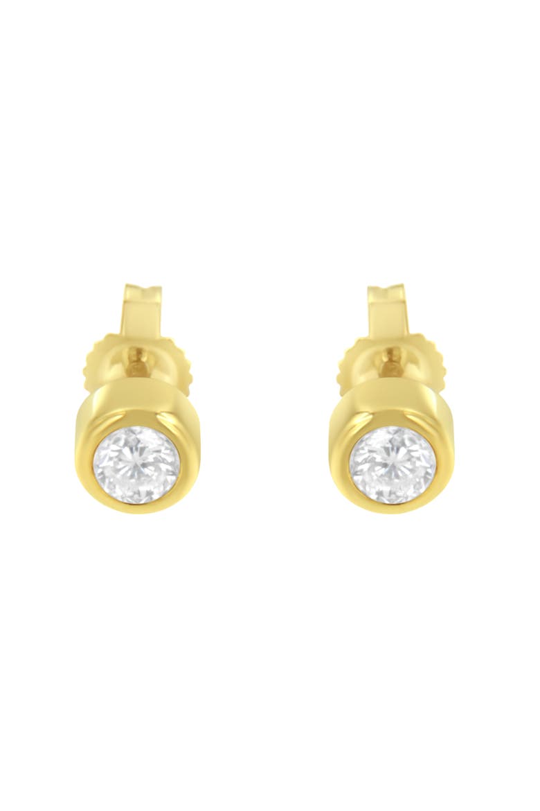 10K Gold 1/3rd Cttw Diamond Bezel Stud Earrings, Alternate, color, Yellow