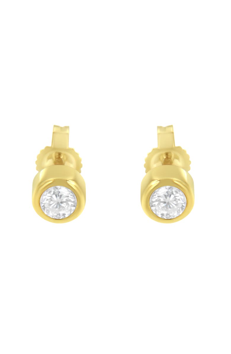Haus of Brilliance 10K Gold 1/3rd Cttw Diamond Bezel Stud Earrings, Alternate, color, Yellow