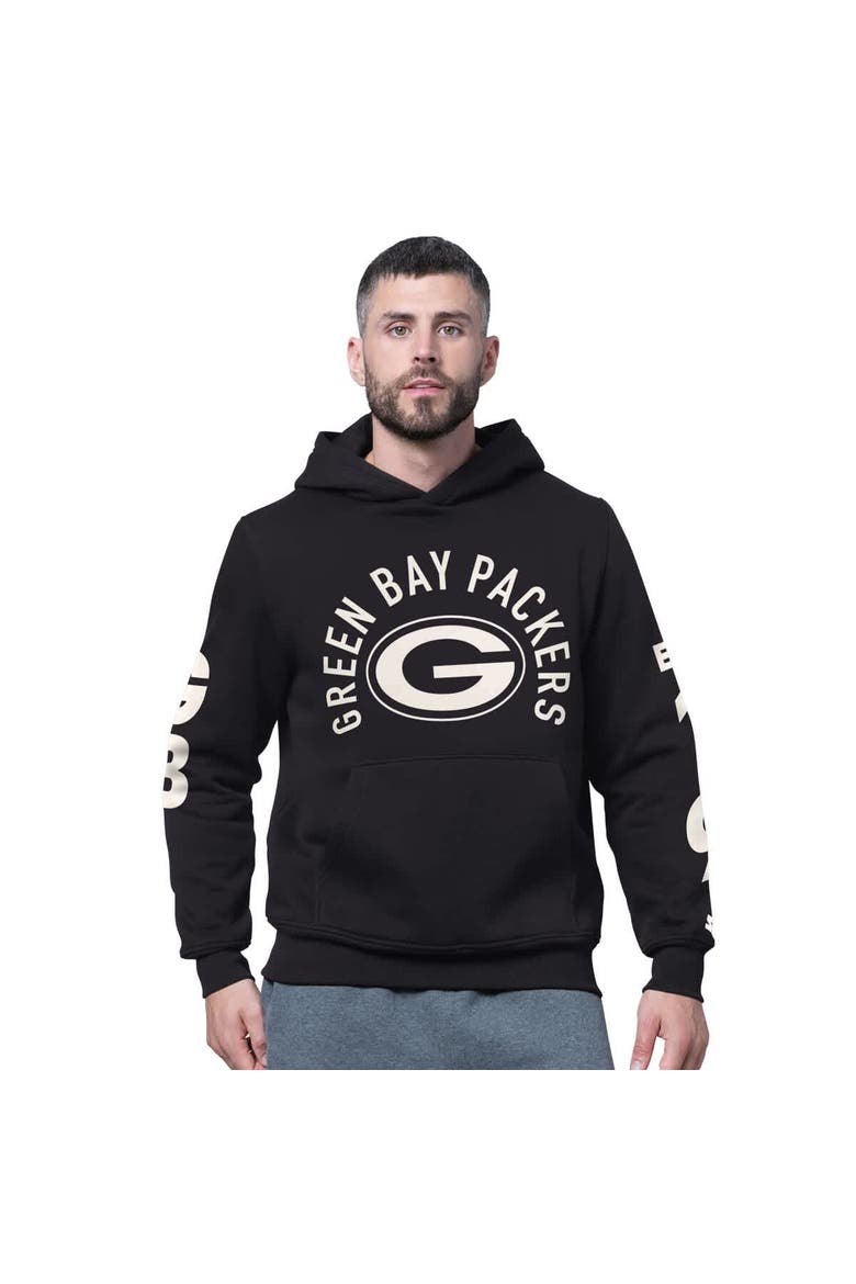 Men's Starter Black Green Bay Packers Handoff Fleece Hoodie Sweatshirt, Main, color, Black