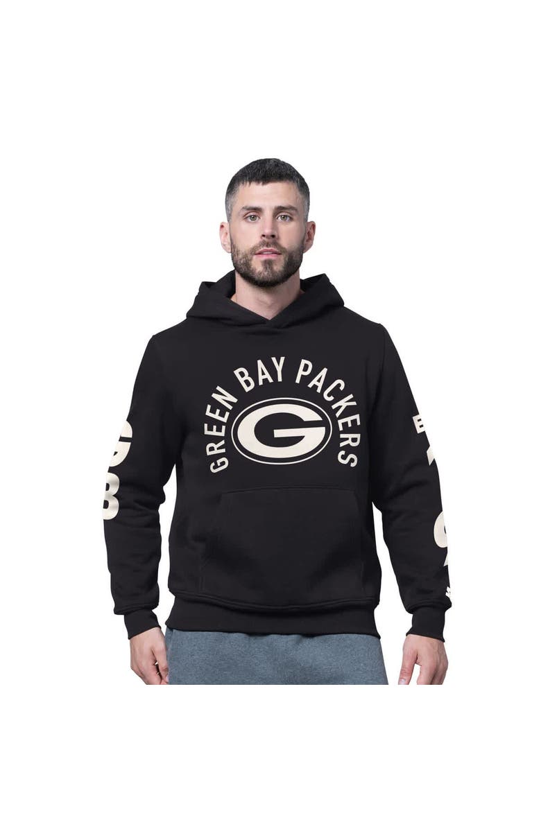 STARTER Men's Starter Black Green Bay Packers Handoff Fleece Hoodie Sweatshirt, Main, color, Black