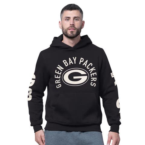 Men's Starter Black Green Bay Packers Handoff Fleece Hoodie Sweatshirt