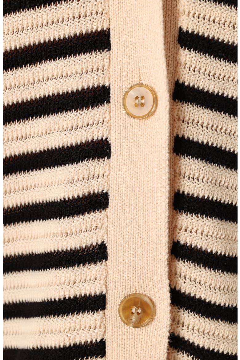 Cherie Oversize Stripe Cardigan, Alternate, color, SAND BLACK