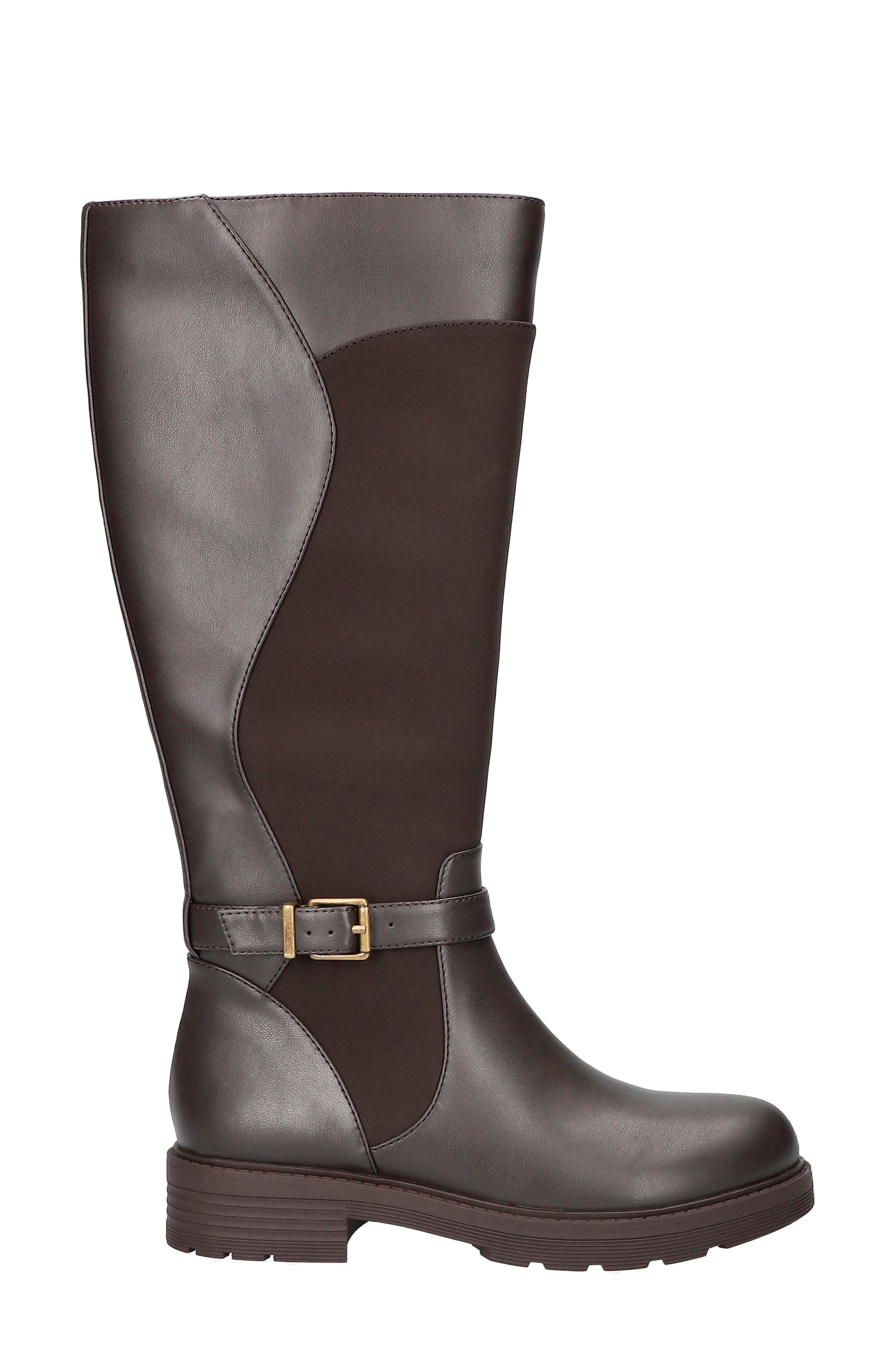 EASY STREET Erica Mixed Media Equestrian Boot, Alternate, color, Brown