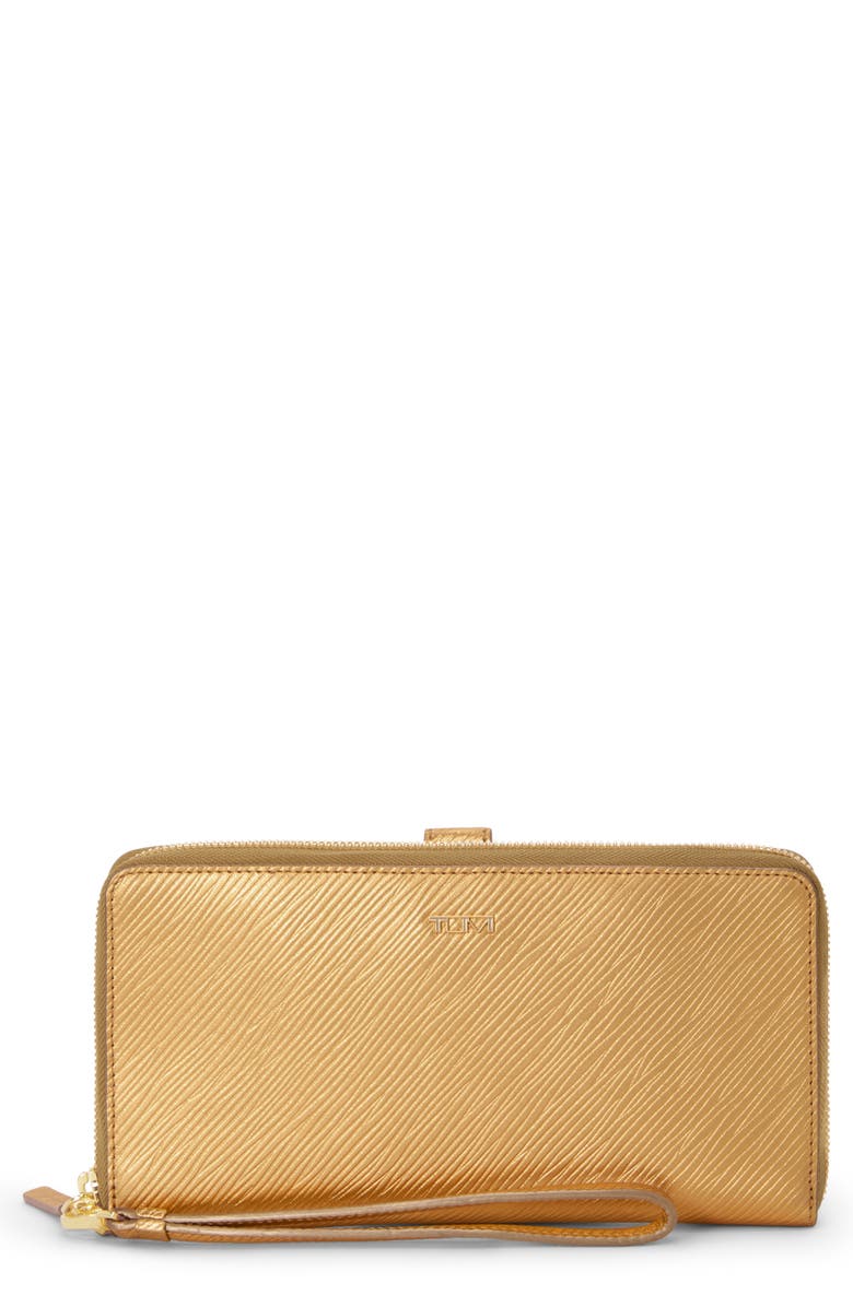 TUMI Belden Leather Travel Wallet, Main, color, Gold