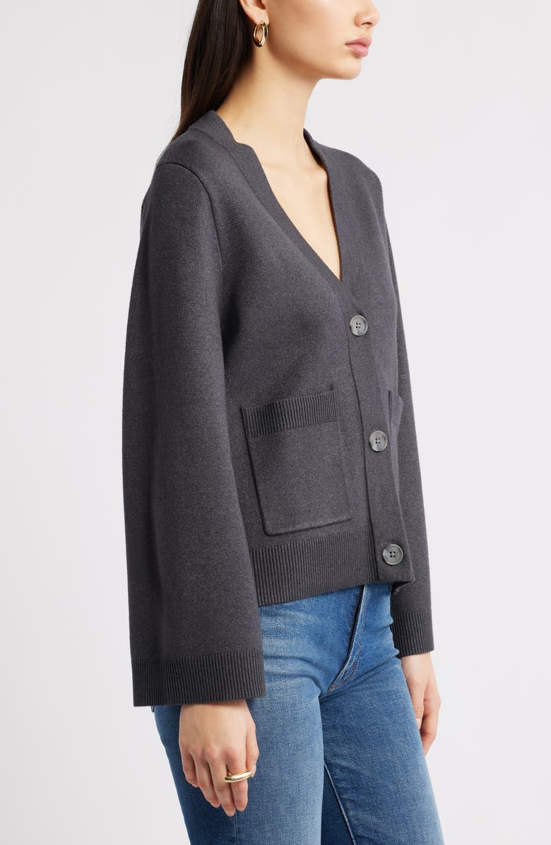 Open Edit Wide Sleeve Cardigan, Alternate, color, Grey Dark Charcoal Heather