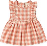 Pehr Kids' Checkmate Flutter Sleeve Organic Cotton Dress