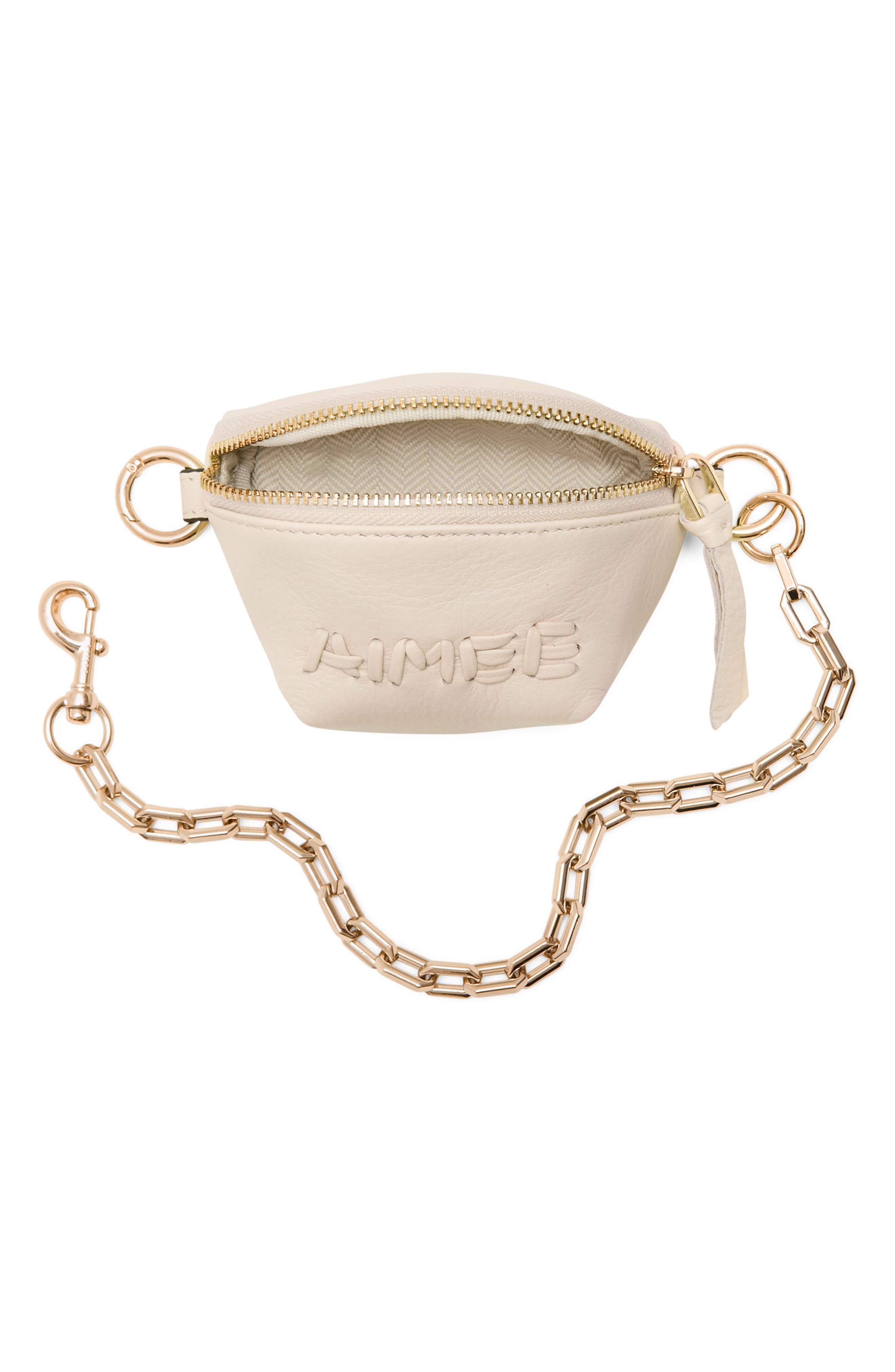 Zip Sling Leather Bag Charm, Alternate, color, LIMESTONE
