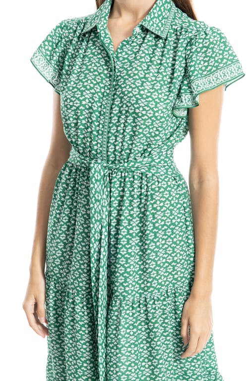 Max Studio Floral Tie Front Shirtdress In Grn/crm Ornt Elgnc