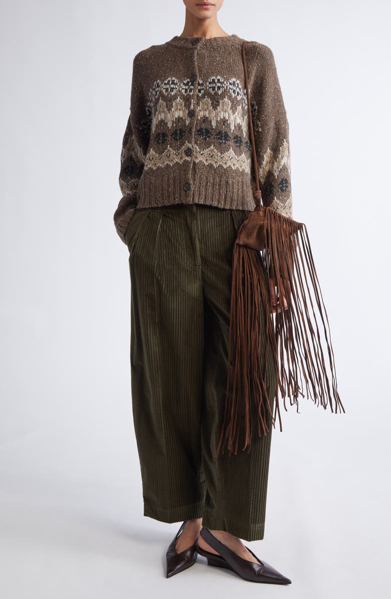 Altuzarra Dash Pleated Barrel Leg Crop Pants, Alternate, color, Dark Forest