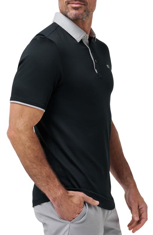 Travismathew Deep Start Polo In Black/heather Light Grey